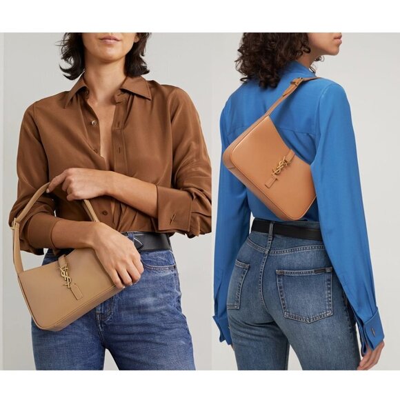 SAINT LAURENT Le 5 à 7 Leather Hobo in Vintage Brown Gold - Picture 5 of 16